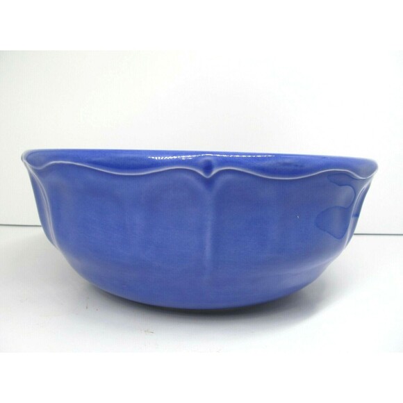 Varages France Luberon 10" Cobalt Blue Embossed Serving Bowl 4" Tall - Picture 2 of 7